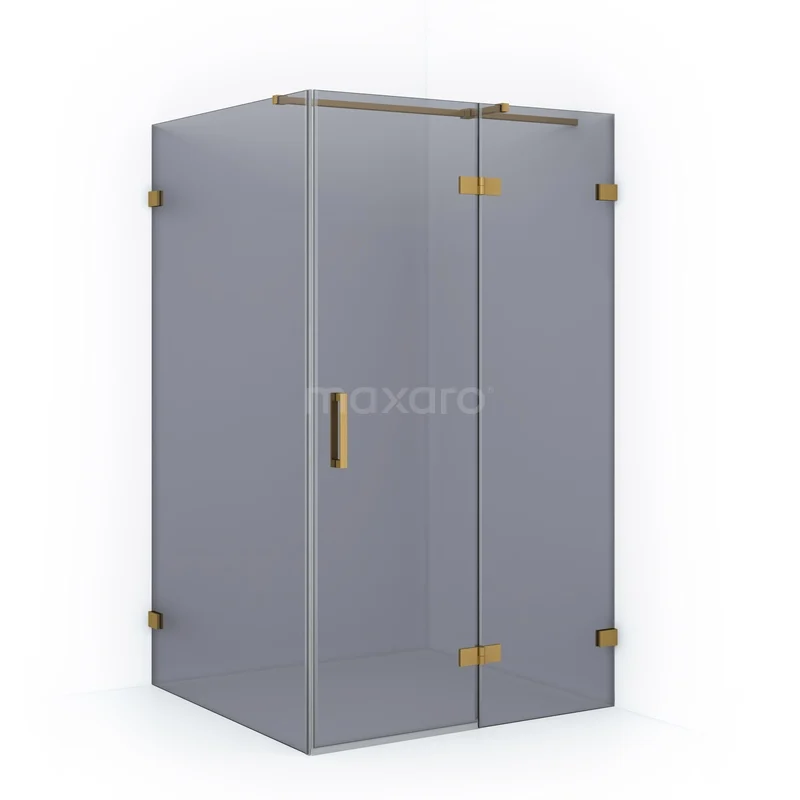 Duschkabine Diamant 120x110cm Rauchglas Sicherheitsglas Gold CDB226512321GG Graue Glas-Duschkabine mit goldfarbenen Akzenten, elegantes Design für moderne Bäder.