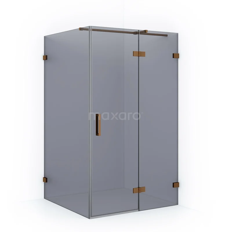 Diamond Duschkabine | 120x100 cm Kupfer Drehtür Rechteck CDB226610321KP Graue Eck-Duschkabine mit mattgläsernen Paneelen und schwarzen Akzenten, ideal für eine moderne Badezimmer Einrichtung.