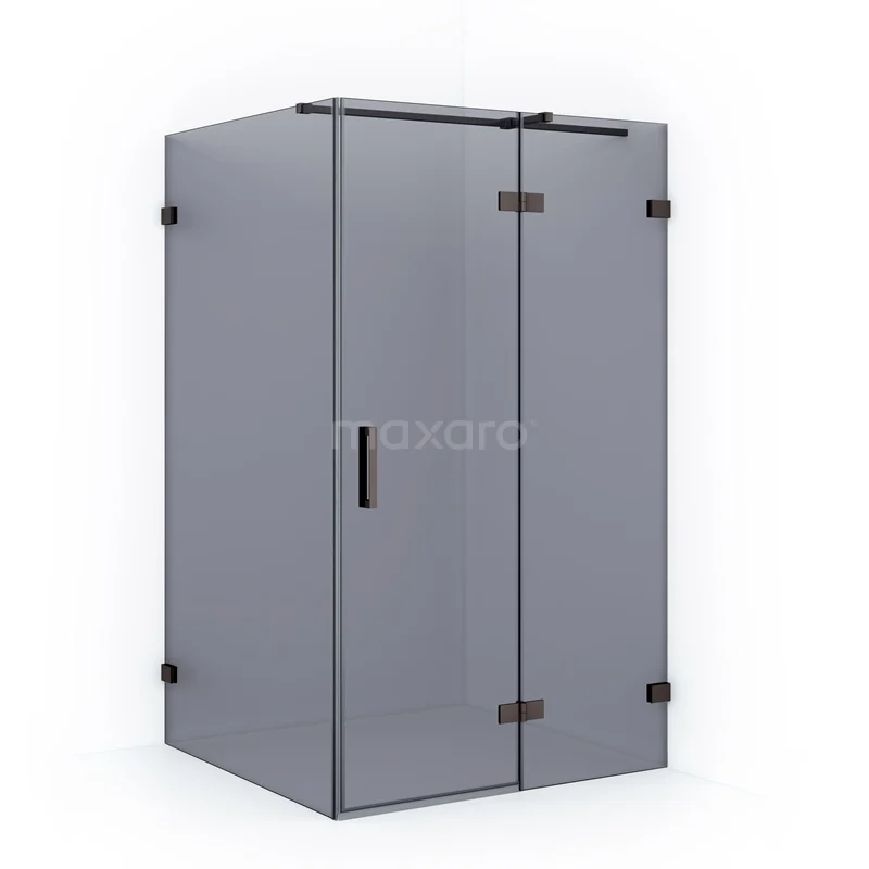 Diamond Shower enclosure | 120x90 cm Black metal Smoke glass Pivot door Rectangle CDB226609321ZM