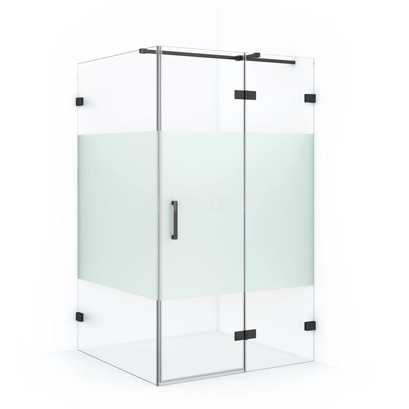 Modern glass shower enclosure with frosted glass details, corner model, ideal for a stylish bathroom.