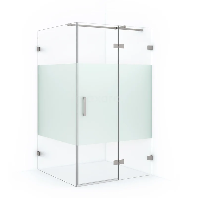 Diamond Shower enclosure | 120x110 cm Stainless steel Clear with matt strip Pivot door Rectangle CDB226512323BR