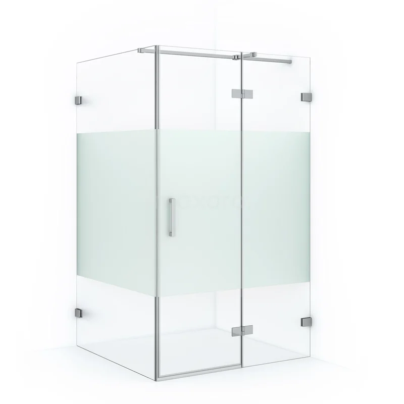 Diamond Shower enclosure | 120x110 cm Chrome Clear with matt strip Pivot door Rectangle CDB226512323C