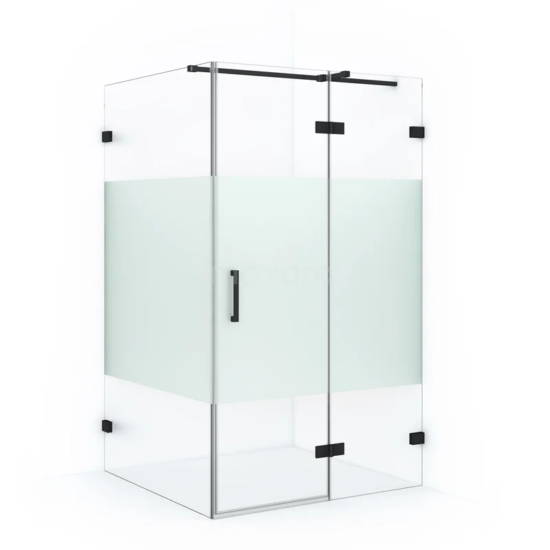 Diamond Shower enclosure | 110x110 cm Matte black Clear with matt strip Pivot door Square CDB226511323MB