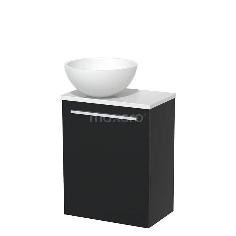 Toilet unit with countertop wash basin | 41 cm Flat front Matte white Solid surface wash basin High-gloss white worktop TMK10-05023