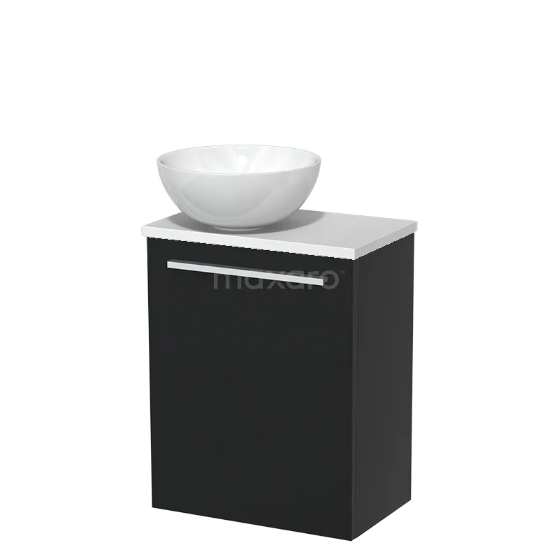 Toilet unit with wash basin | 41 cm Flat front Flat front High-gloss white Ceramic countertop wash basin Matte white worktop TMK10-05040
