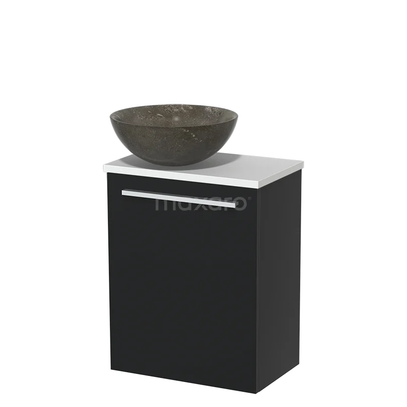 Toilet unit with wash basin | 41 cm Flat front Flat front Blue stone Natural stone countertop wash basin Matte white worktop TMK10-05041