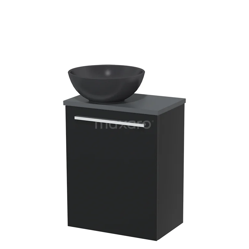 Toilet unit with wash basin | 41 cm Flat front Flat front Matte black Quartz countertop wash basin Dark grey worktop TMK10-05064