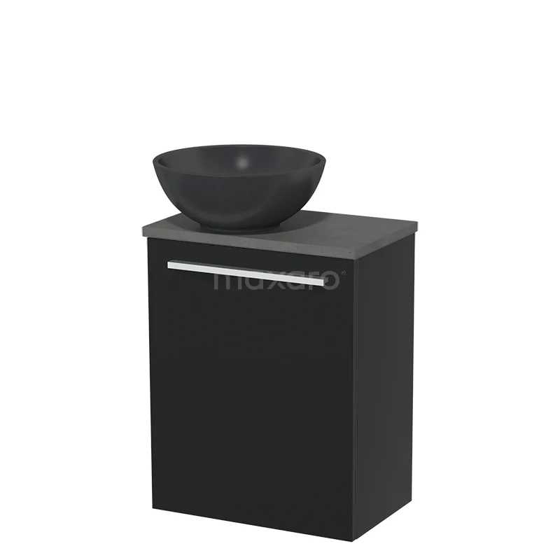 Toilet unit with wash basin | 41 cm Matte black Flat front Matte black Quartz wash basin Dark grey concrete worktop TMK10-05204