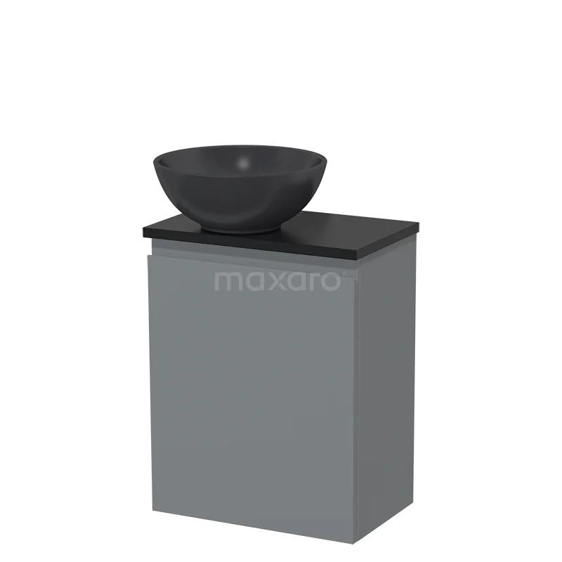 Toilet unit with wash basin | 41 cm Mid grey Handleless front Matte black Quartz countertop wash basin Matte black worktop TMK10-04665
