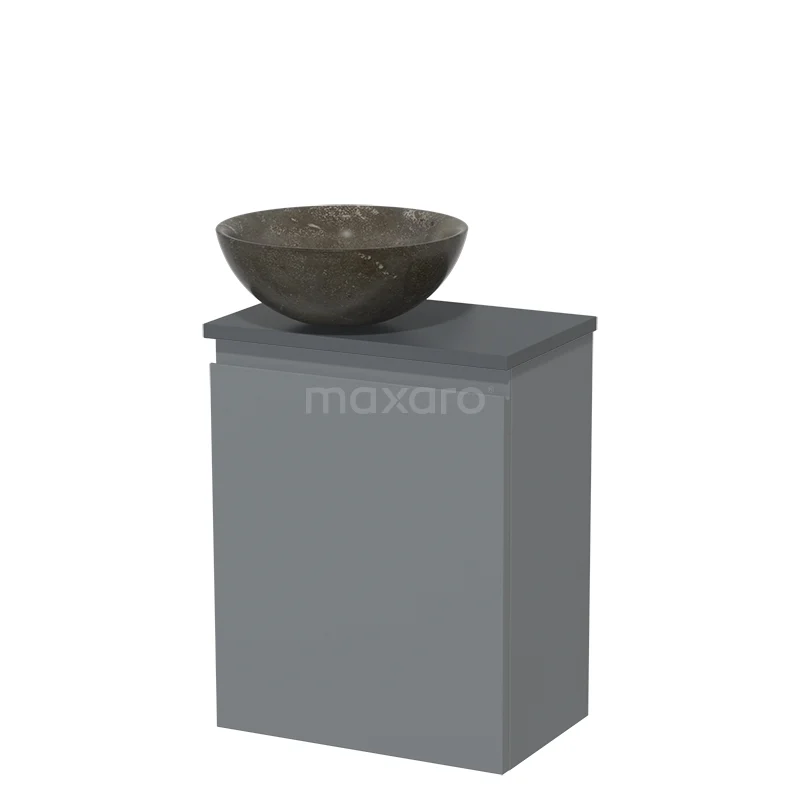 Toilet unit with wash basin | 41 cm Mid grey Handleless front Blue stone Natural stone countertop wash basin Dark grey worktop TMK10-05276