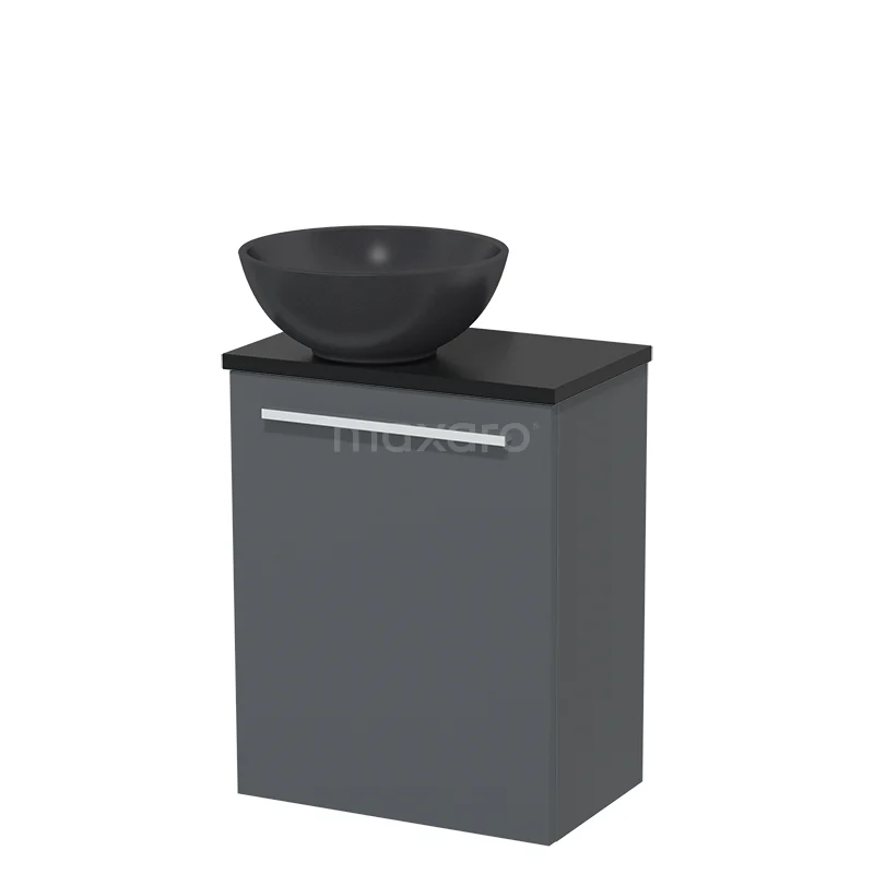 Toilet unit with wash basin | 41 cm Dark grey Flat front Matte black Quartz countertop wash basin Matte black worktop TMK10-04715