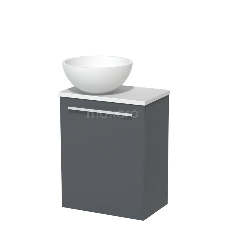 Toilet unit with wash basin | 41 cm Dark grey Flat front Matte white Solidtop wash basin Matte white worktop TMK10-05863