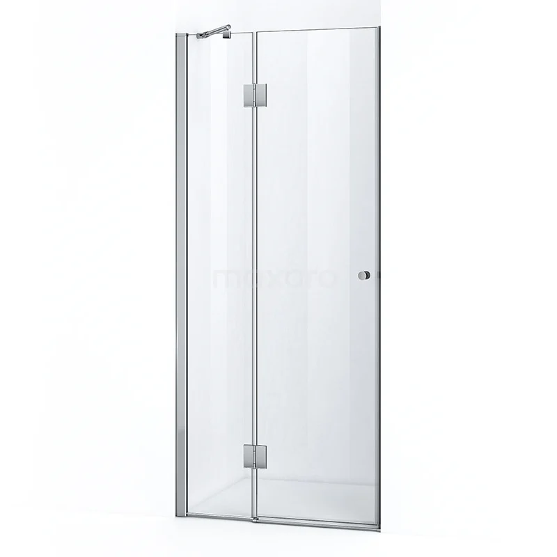 Zircon Allure Douchedeur | 80 cm Chroom Draaideur WZD35011 Glazen douchedeur met zilveren scharnieren, minimalistisch design, ideaal voor een moderne badkamer.