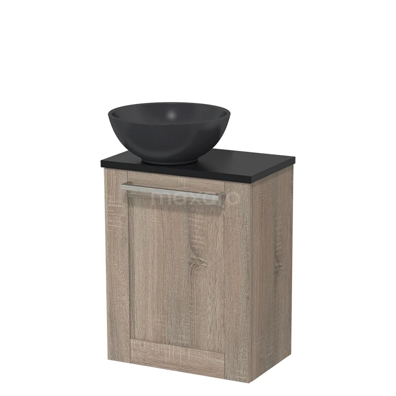 Toilet unit with countertop wash basin | 41 cm Oak Fronts Matte black Quartz worktop Matte black oak TMK10-04760