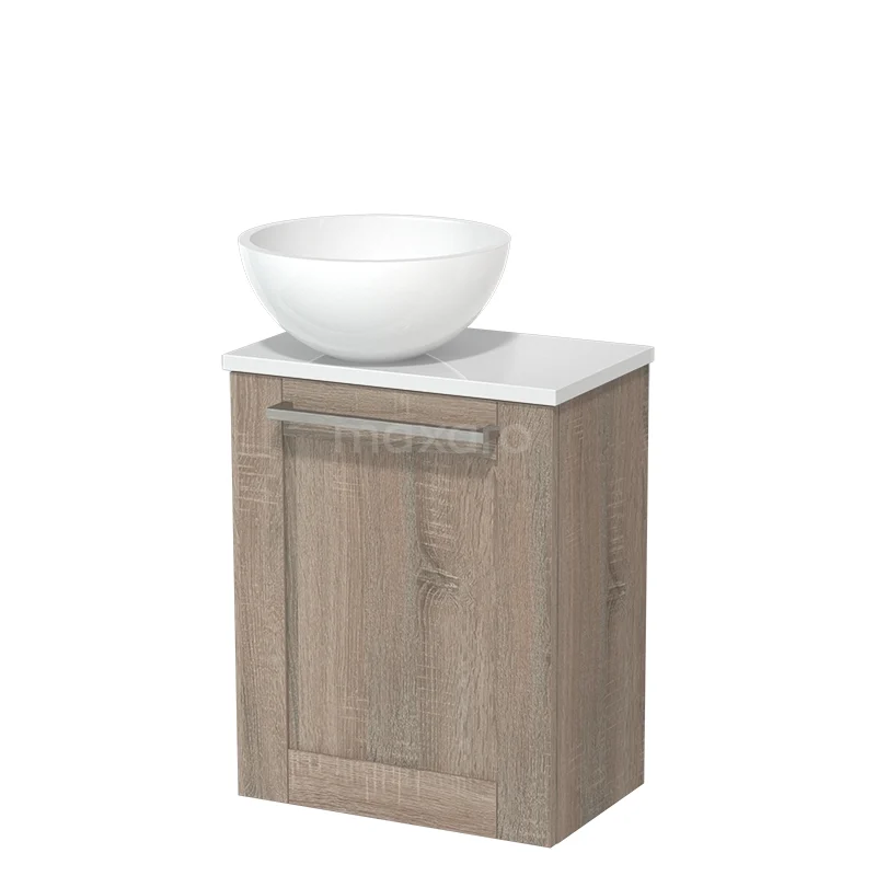 Toilet unit with wash basin | 41 cm Oak Front High-gloss white Mineral marble countertop wash basin High-gloss white worktop TMK10-06237