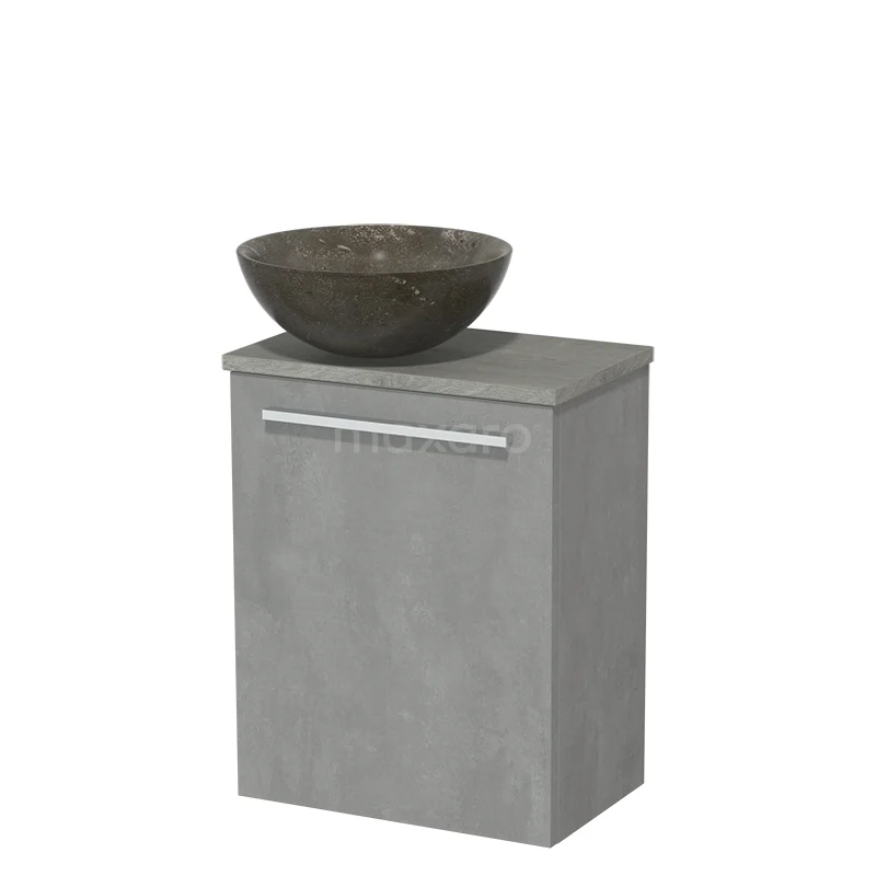 Toilet unit with wash basin | 41 cm Light grey concrete Flat front Blue stone Natural stone Countertop wash basin Grey oak worktop TMK10-02649