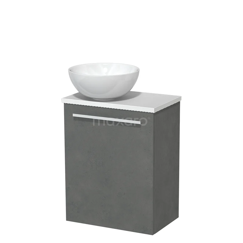 Toilet unit with wash basin | 41 cm Dark grey concrete Flat front High-gloss white Ceramic wash basin High-gloss white worktop TMK10-06895