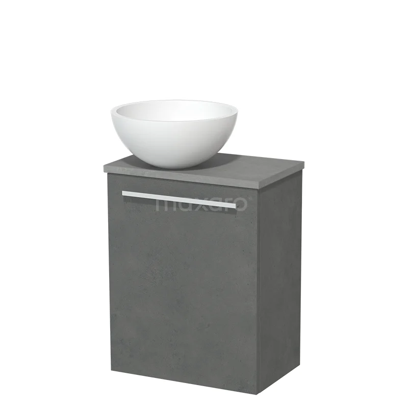 Toilet unit with wash basin | 41 cm Dark grey concrete Flat front Matte white Solidtop wash basin Light grey concrete worktop TMK10-06938