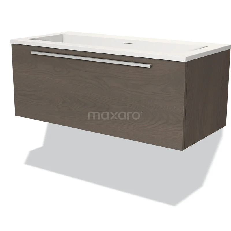 Modulo Vanity units with basin | 100 cm Dark brown oak Flat front Solid surface 1 drawer BMW11-02619