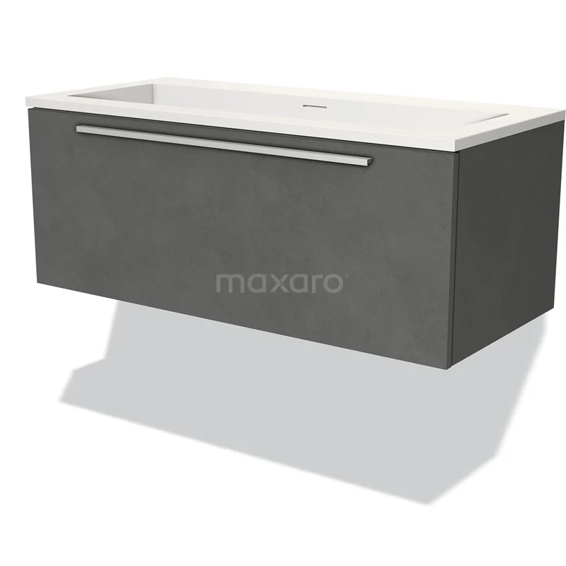 Modulo Vanity units with basin | 100 cm Dark grey concrete Flat front Solid surface 1 drawer BMW11-02624
