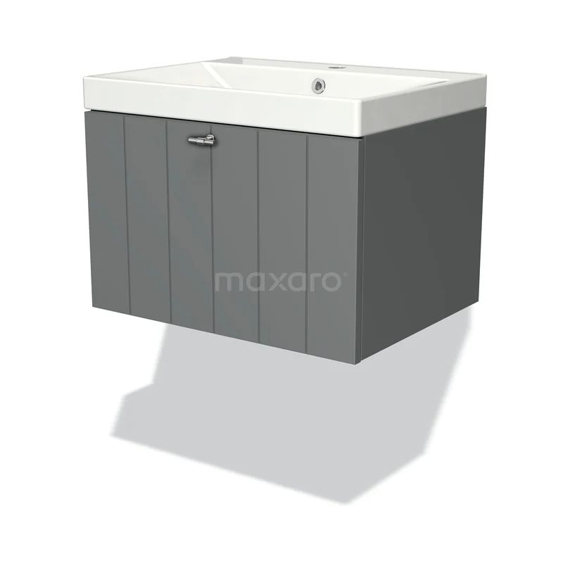 Modulo Vanity units with basin | 60 cm Mid grey Slat front Ceramic 1 drawer BMW11-02757