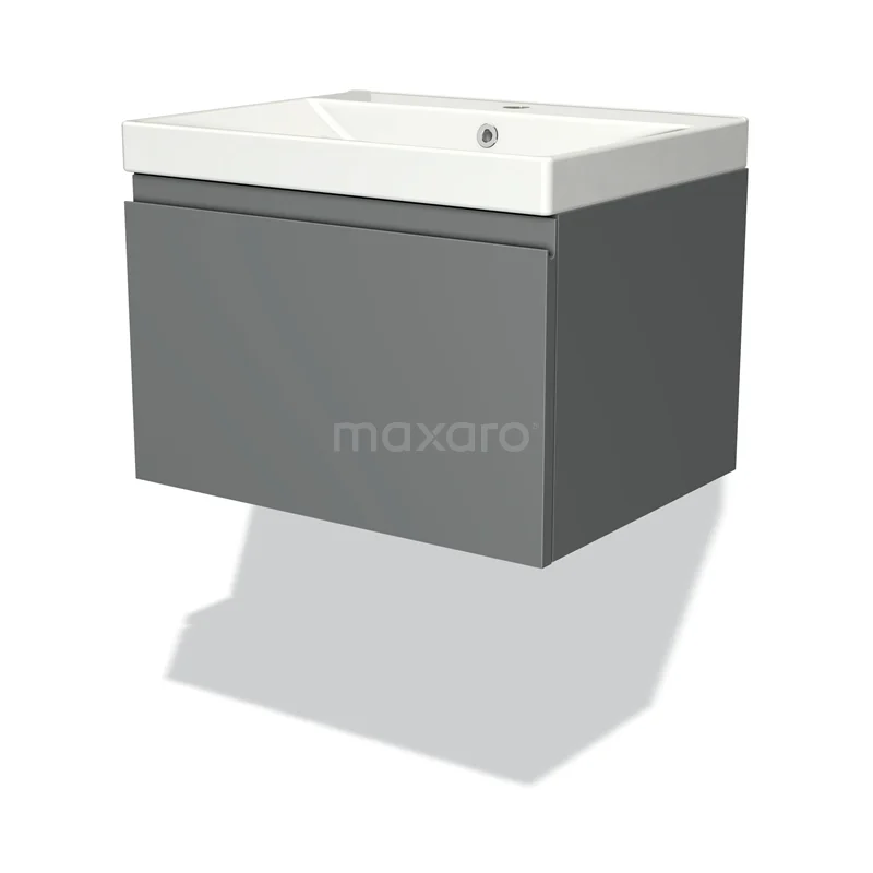 Modulo Vanity units with basin | 60 cm Mid grey Handle-less front Ceramic 1 drawer BMW11-02758