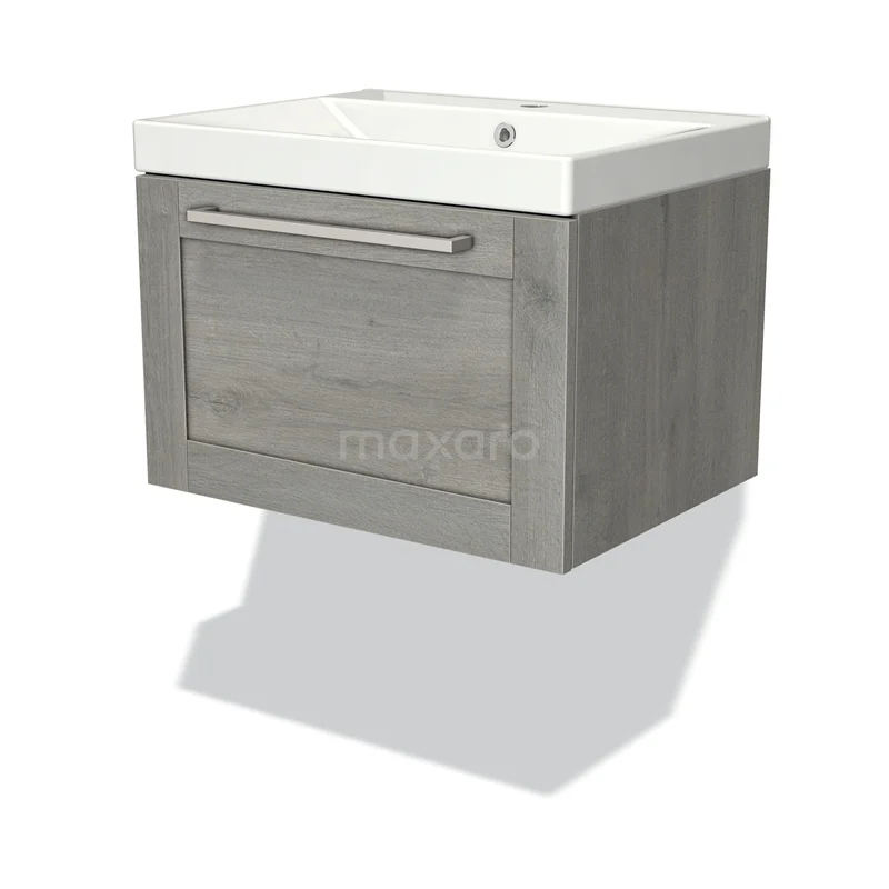 Modulo Vanity units with basin | 60 cm Grey oak Frame front Ceramic 1 drawer BMW11-02782