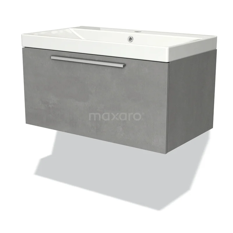 Modulo Vanity units with basin | 80 cm Light grey concrete Flat front Ceramic 1 drawer BMW11-02815