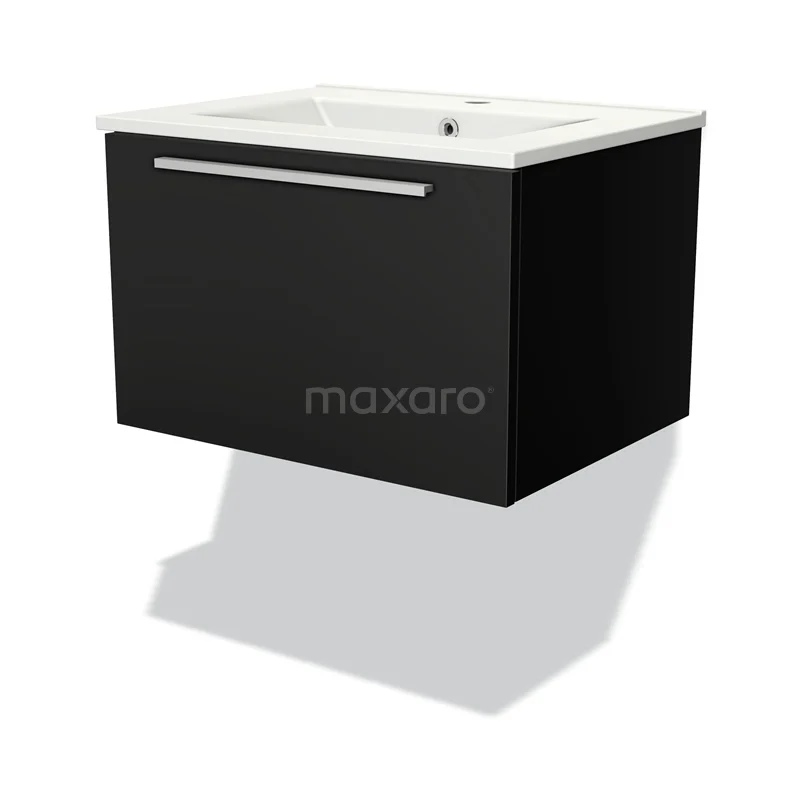 Modulo Vanity units with basin | 60 cm Matte black Flat front Ceramic 1 drawer BMW11-02881