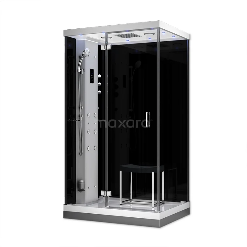 Lusso 1 Person Steam shower | 120x90 cm Black glass Pivot door Rectangle SHA1209204N