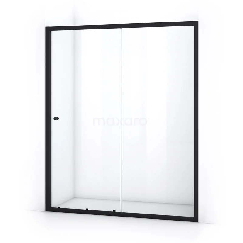 Duschwand Ruby Allure 180cm aus klarem Sicherheitsglas mit Schiebetür Matt Schwarz S0820-1800MN Glasene Duschwand mit schwarzem Aluminiumrahmen, modernes Design, ideal für eine stilvolle und geräumige Badezimmergestaltung.