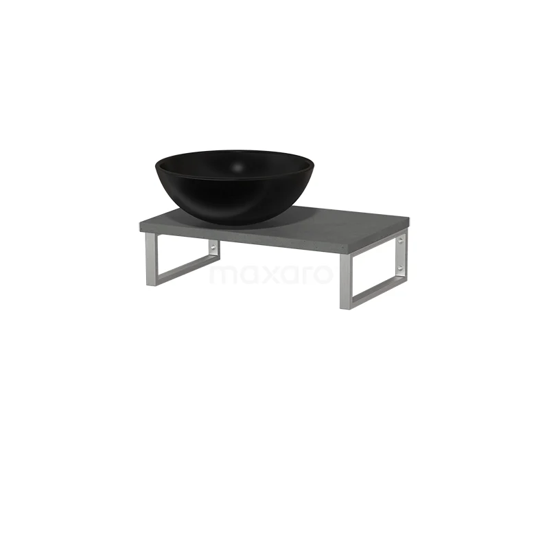 Modulo Pico Basin worktop with basin | 41 cm Dark grey concrete Matte black Ceramic TMK01-00159