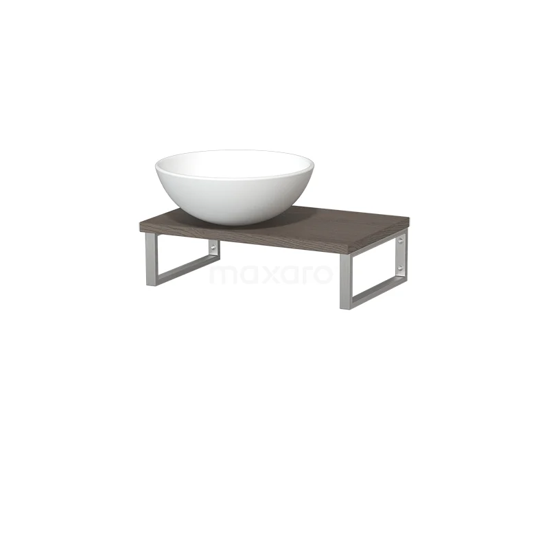 Modulo Pico Basin worktop with countertop wash basin | 41 cm Dark brown oak Matte white Ceramic TMK01-00184