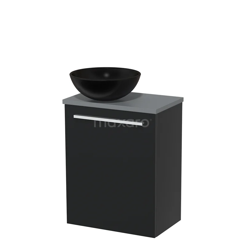 Toilet unit with wash basin | 41 cm Matte black Flat front Matte black Ceramic countertop wash basin Mid grey worktop TMK10-02953