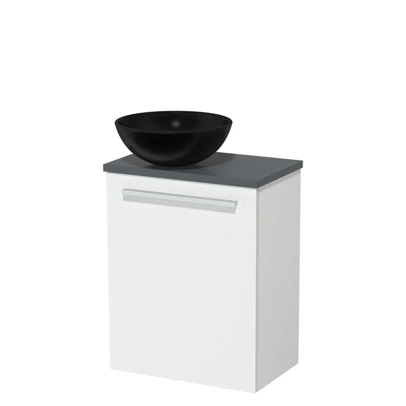 Toilet unit with wash basin | 41 cm Matte white Flat front Matte black Ceramic wash basin Dark grey worktop TMK10-03121