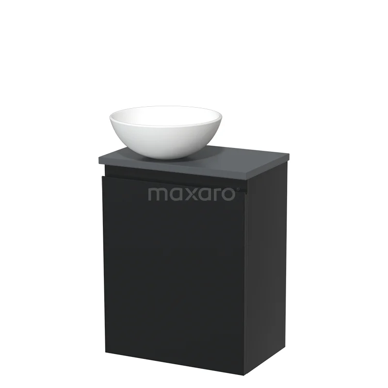 Toilet unit with wash basin | 41 cm Matte black Handleless front Matte white Ceramic wash basin Dark grey worktop TMK10-03461