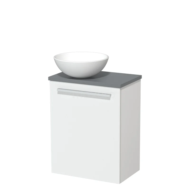 Toilet unit with wash basin | 41 cm Matte white Flat front Matte white Ceramic countertop wash basin Mid grey worktop TMK10-03607