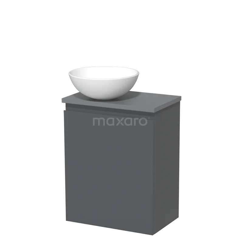 Toilet unit with wash basin | 41 cm Dark grey Handleless front Matte white Ceramic countertop wash basin Mid grey worktop TMK10-03662