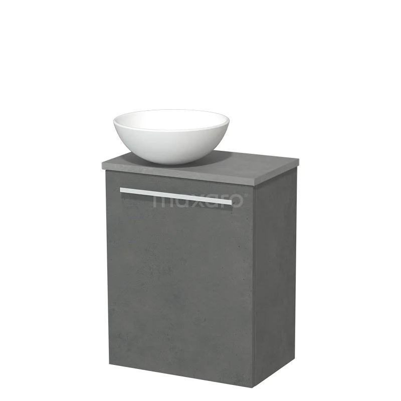 Toilet unit with wash basin | 41 cm Dark grey concrete Flat front Matte white Ceramic countertop wash basin Light grey concrete worktop TMK10-03940