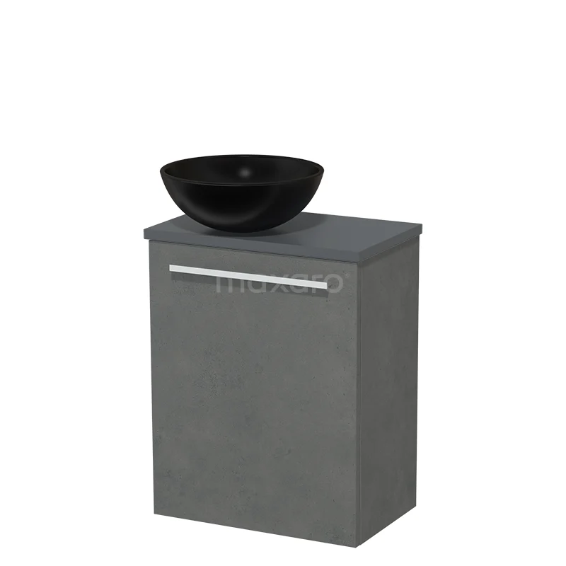 Toilet unit with wash basin | 41 cm Dark grey concrete Flat front Matte black Ceramic countertop wash basin Dark grey concrete worktop TMK10-03438