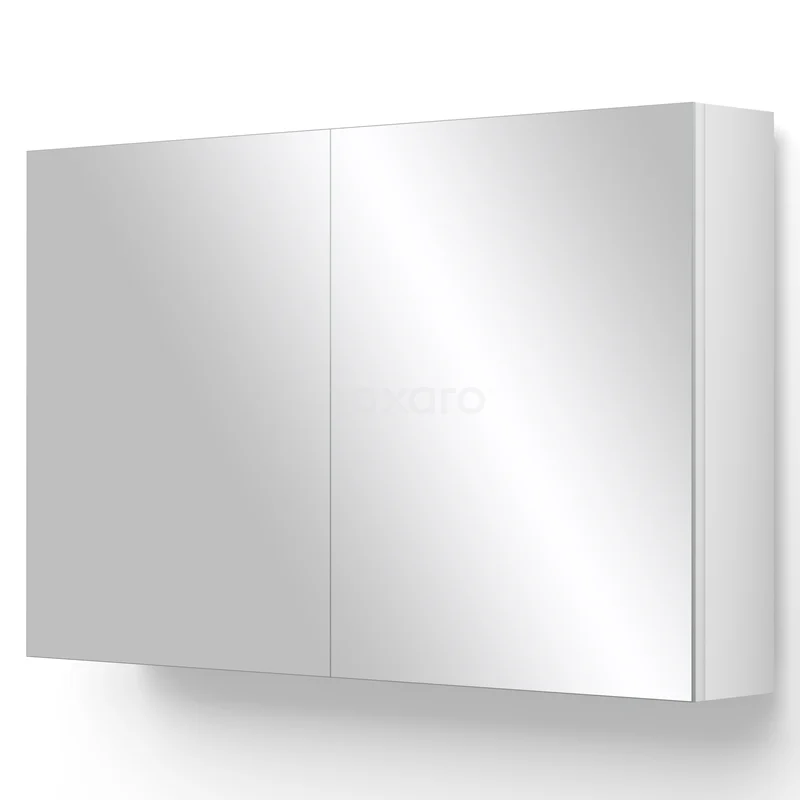 Spiegelschrank Lato 100x62cm Hochglanz Weiß 2 Türen K01-1000-40400 Weiße Badezimmer Spiegelschrank mit doppelten Spiegeltüren, schlankes Design, ideal für Stauraum in modernen Bäder.