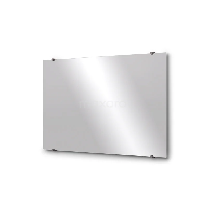 Badezimmerspiegel Solo 100x60cm Spiegelhalter Rund Schwarz Metall M01-100620ZM Strenger, rechteckiger Badezimmer Spiegel mit Klarglas und Aluminium Befestigung, ideal für eine moderne Badezimmer Einrichtung.