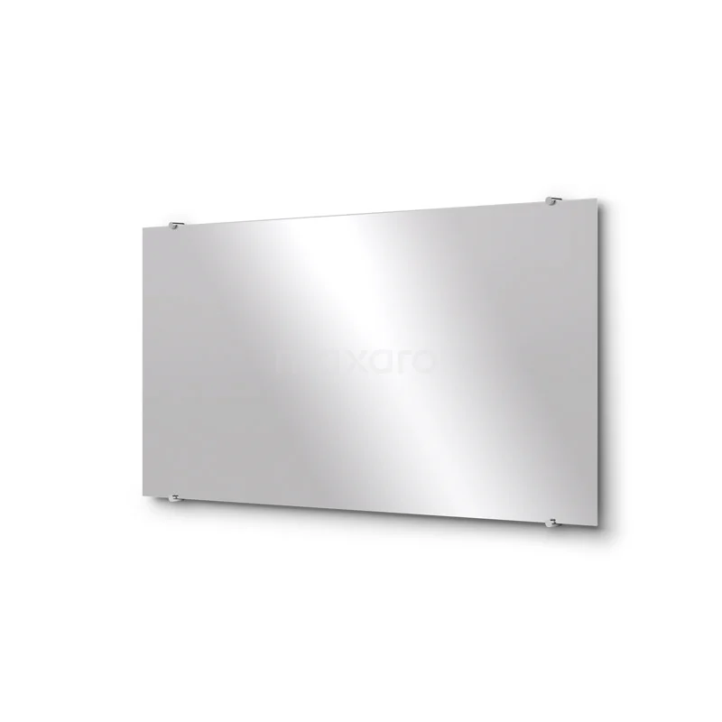 Badezimmerspiegel Solo 120x60cm Spiegelhalter Rund Chrom M01-120620A Rechteckiger Wandspiegel aus Glas mit Aluminium-Eckbefestigung, perfekt für moderne Badezimmergestaltung.