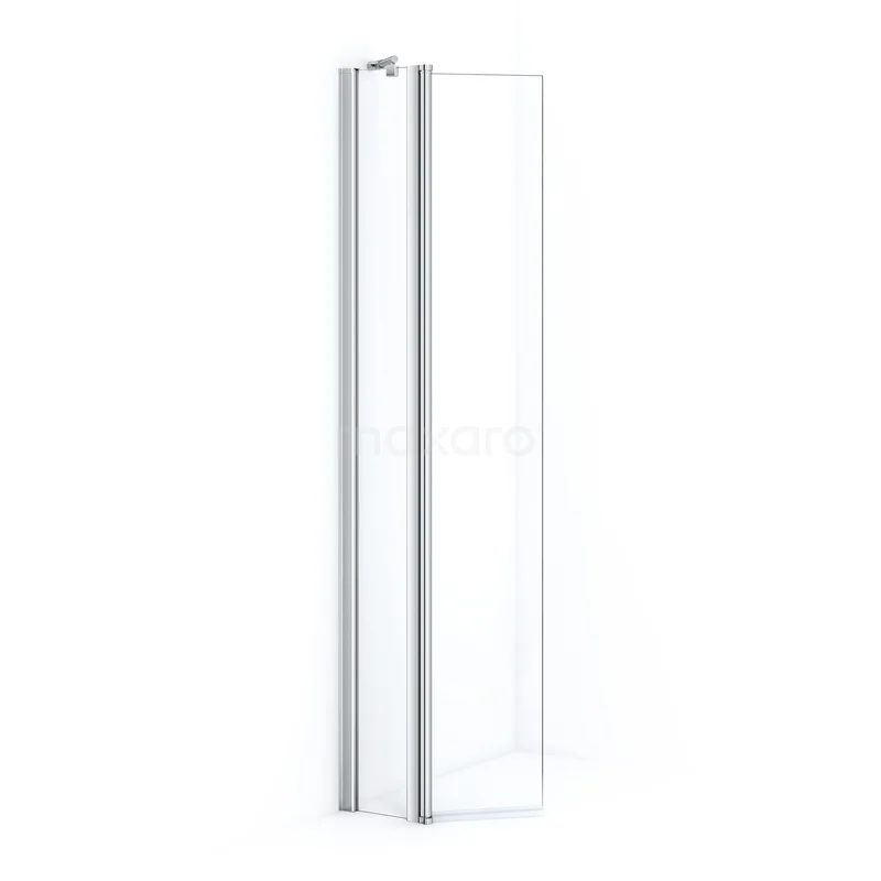 Zircon Comfort Walk-in shower | 20 cm Chrome Clear glass Fixed wall with hinged side panel GHD-0235011C