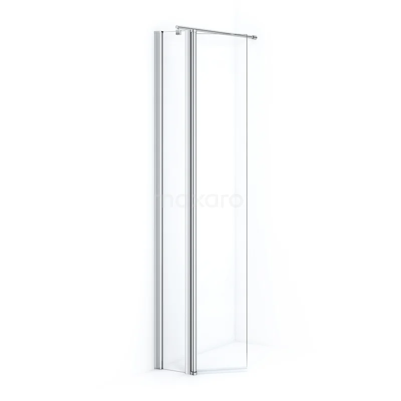 Zircon Comfort Walk-in shower | 20 cm Chrome Clear glass Fixed wall with hinged side panel GHD-0235013C