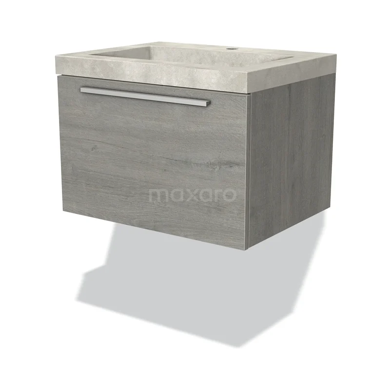 Modulo Vanity units with basin | 60 cm Grey oak Flat front Concrete 1 drawer BMW11-02301