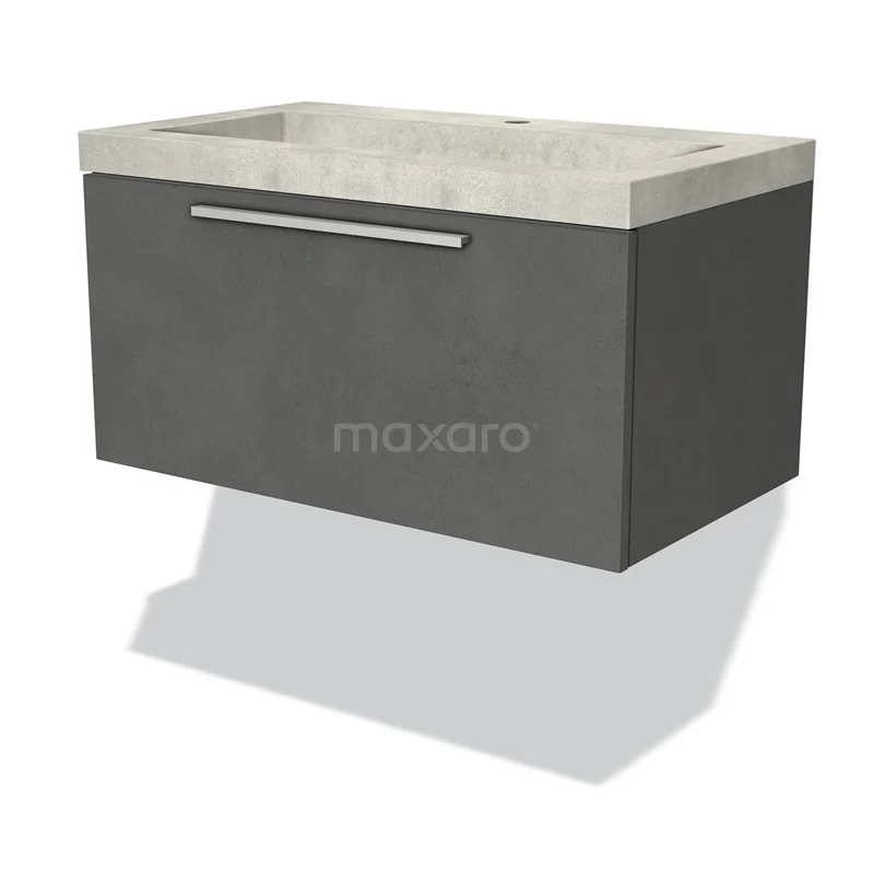 Modulo Vanity units with basin | 80 cm Dark grey concrete Flat front Concrete 1 drawer BMW11-02336