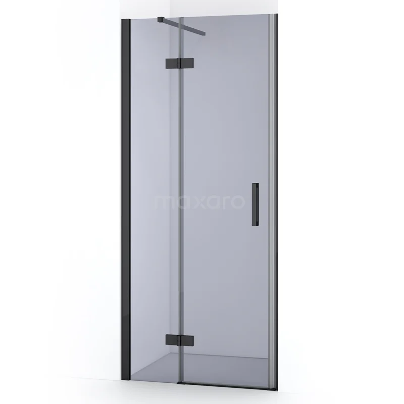 Diamond Shower door | 80 cm Black chrome Smoke glass Pivot door DDB21351111BCN