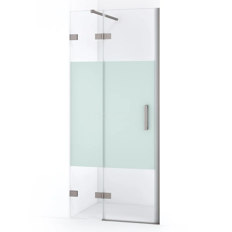Diamond Shower door | 80 cm Stainless steel Clear with matt strip Pivot door DDB21351123BR
