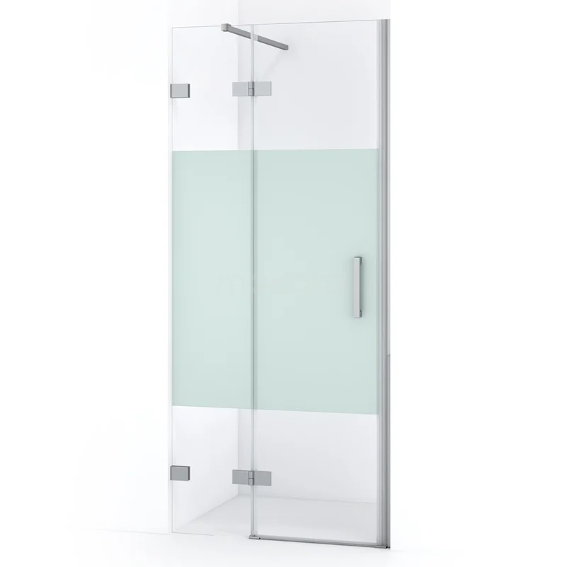 Duschtür Diamond 80cm aus klarem Sicherheitsglas mit mattem Streifen Chrom DDB21351123C Glasene Duschtür mit mattem Streifen, Scharnierdesign und metallischem Haltegriff, ideal für ein modernes Badezimmer.